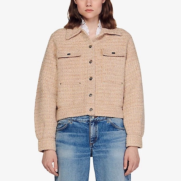 Sandro metalic thread trucker jacket tweed cardicoat - Picture 15 of 15